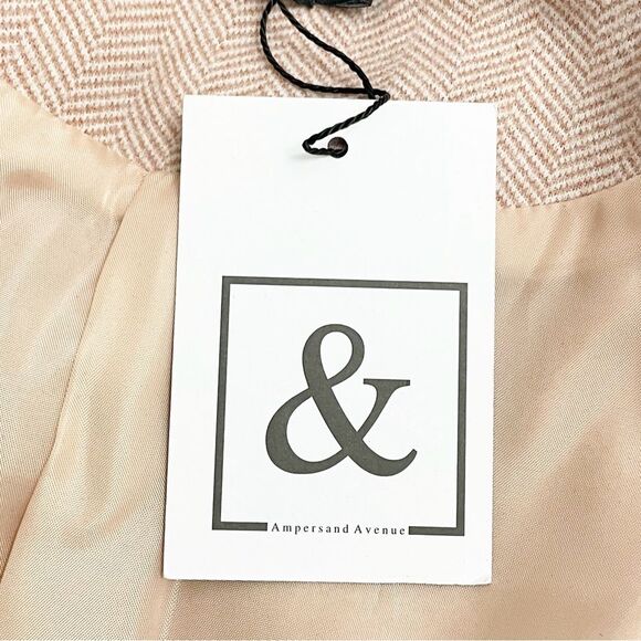 NWT Ampersand Avenue Pink Herringbone Full Zip Bomber Jacket Coat Size Small NEW - Picture 8 of 12